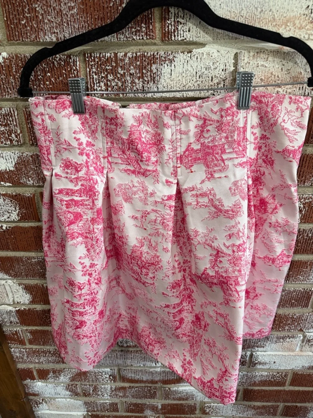 ASOS Pink Toile Jacquard Pleated Mini Skirt NWT Romantic Coquette Preppy Size 10
